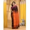 Traditional Bengali Begampuri Handloom Cotton Saree With Blouse Piece(Black Orange)