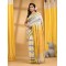 Traditional Bengali Begampuri   Handloom Cotton Saree With Blouse Piece(White Yellow)