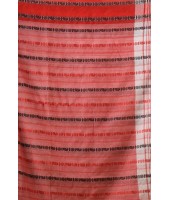 Traditional Bengali Begampuri Handloom Cotton Saree With Blouse Piece (White Black Red)