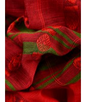  Traditional Bengali Begampuri Handloom Cotton Saree With Blouse Piece (Red Green)