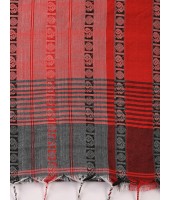 Traditional Bengali Begampuri Handloom Cotton Saree With Blouse Piece(Gray red)