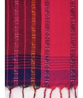  Traditional Bengali Begampuri  Handloom Cotton Saree With Blouse Piece(Blue Pink)