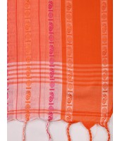 Traditional Bengali Begampuri  Handloom Cotton Saree With Blouse Piece (Pink Orange White)