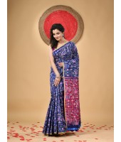 Blend Tribal Palki Printed Designer Saree with Blouse Piece (Blue Pibk)