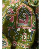  Blend Tribal Palki Printed Designer Saree with Blouse Piece (Gray Green)