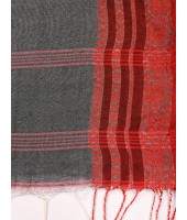  Flower Design Bengamuri Pure Handloom Cotton Saree With Blouse Piece (Gray  Red)