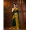  Handloom Cotton Saree Chakra Phool Woven Designer Without Blouse Piece (Green)