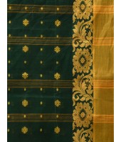  Handloom Cotton Saree Chakra Phool Woven Designer Without Blouse Piece (Green)