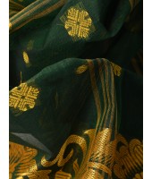  Handloom Cotton Saree Chakra Phool Woven Designer Without Blouse Piece (Green)