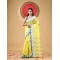 Traditional Pure Handloom Cotton Saree Leaf Woven Design Without Blouse Piece(Yellow)