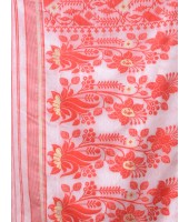  Phulkari Resham Dhakai jamdani Bengal Pure Cotton Handloom Saree Whole Body Design without Blouse Piece (Red White)