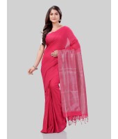 DESH BIDESH Women`s Cotton Blend Handloom 2D Organza Saree Without Blouse Piece (Pink)