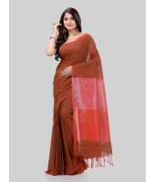 DESH BIDESH Women`s Cotton Blend Handloom 2D Organza Saree Without Blouse Piece(Maroon)