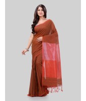 DESH BIDESH Women`s Cotton Blend Handloom 2D Organza Saree Without Blouse Piece(Maroon)