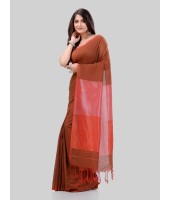 DESH BIDESH Women`s Cotton Blend Handloom 2D Organza Saree Without Blouse Piece(Maroon)