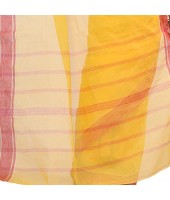 dB DESH BIDESH Women`s Bengal Tant Aradhana Pure Handloom Cotton Saree Without Blouse Piece Yellow Red