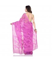 dB Desh Bidesh Women`s Bengal Handloom Tant Soft Dhakai Jamdani Cotton Saree Whole Body Design (Purple)