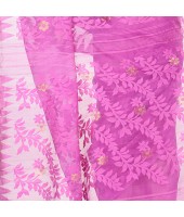 dB Desh Bidesh Women`s Bengal Handloom Tant Soft Dhakai Jamdani Cotton Saree Whole Body Design (Purple)