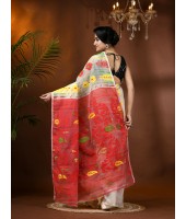 Aam Kolka Design Resham Dhakai Jamdani Cotton Handloom Saree - Durga Puja Collection | Desh Bidesh