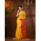  Resham Dhakai Jamdani Cotton Handloom Saree Aam Kolka Design Jamdani Saree(Yellow Red)