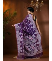  Resham Dhakai Jamdani Cotton Handloom Saree Alpana Paisle Kolka Design Jamdani Saree (Jam)