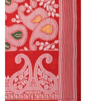 Resham Dhakai Jamdani Cotton Handloom Saree Alpana Paisle Kolka Design Jamdani Saree (Red)