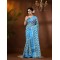  Banphul Print Design Pure Handloom Cotton Saree Without Blouse Piece (Blue)