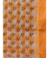  Banphul Print Design Pure Handloom Cotton Saree Without Blouse Piece (Yellow)