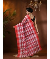  Banphul Print Design Pure Handloom Cotton Saree Without Blouse Piece (Red)