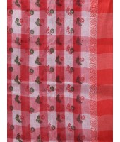  Banphul Print Design Pure Handloom Cotton Saree Without Blouse Piece (Red)