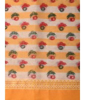  Banphul Print Design Pure Handloom Cotton Saree Without Blouse Piece (Yellow)