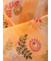  Banphul Print Design Pure Handloom Cotton Saree Without Blouse Piece (Yellow)