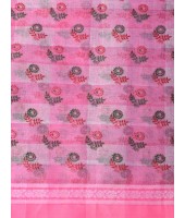 Banphul Print Design Pure Handloom Cotton Saree Without Blouse Piece (Pink)