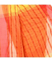 dB DESH BIDESH Women`s Traditional Bengali Begampuri Pure Handloom Cotton Saree With Blouse Piece (Yellow Red)