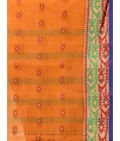 Traditional Tant Pure Handloom Cotton Saree Woven Bi-Color Mina Zari Karat Without Blouse Piece (Burnt Clay Orange)