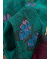 Cotton Blend Butterfly Print Half half Design Handloom Sarees with Blouse Piece (Marron Green)