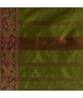 DESH BIDESH Women`s Cotton Handloom Cotton Silk Saree Gulab Work With Blouse Piece(Dark Green)