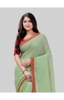 DESH BIDESH Women`s Handloom Pure Cotton Saree Abhiprithi Royal Design Without Blouse Piece(Green)