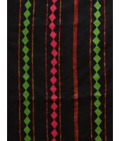 Bengali Khesh Pure Cotton Handloom Saree Diamond Designed With Blouse Piece(Black)