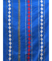 Bengali Khesh Pure Cotton Handloom Saree Diamond Designed With Blouse Piece(Sky Blue)