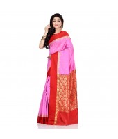 dB DESH BIDESH Women`s Bengal Kanchipuram Art Silk Saree Handmade Whole Body Garad Design With Running Blouse Magenta