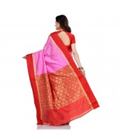 dB DESH BIDESH Women`s Bengal Kanchipuram Art Silk Saree Handmade Whole Body Garad Design With Running Blouse Magenta