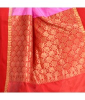 dB DESH BIDESH Women`s Bengal Kanchipuram Art Silk Saree Handmade Whole Body Garad Design With Running Blouse Magenta