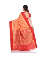 dB DESH BIDESH Women`s Bengal Kanchipuram Art Silk Saree Handmade Whole Body Garad Design With Running Blouse Safron