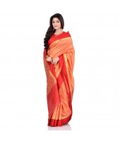 dB DESH BIDESH Women`s Bengal Kanchipuram Art Silk Saree Handmade Whole Body Garad Design With Running Blouse Safron