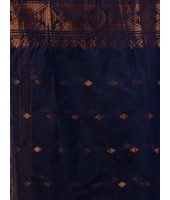  Bengal Cotton Silk Pure Handloom Cotton Saree Kohinoor Work With Blouse Piece (Dark blue)