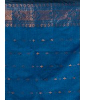  Bengal Cotton Silk Pure Handloom Cotton Saree Kohinoor Work With Blouse Piece (Light Blue)