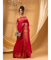 Bengal Cotton Silk Pure Handloom Cotton Saree Kohinoor Work With Blouse Piece (red)