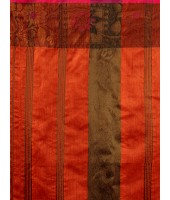 Tant Cotton Silk Handloom Cotton Saree Pushpomala With Blouse Piece (Orange Green)