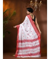 dB DESH BIDESH Women`s Traditional Bengal Handloom Cotton Saree Red Diamond Design With Blouse Piece